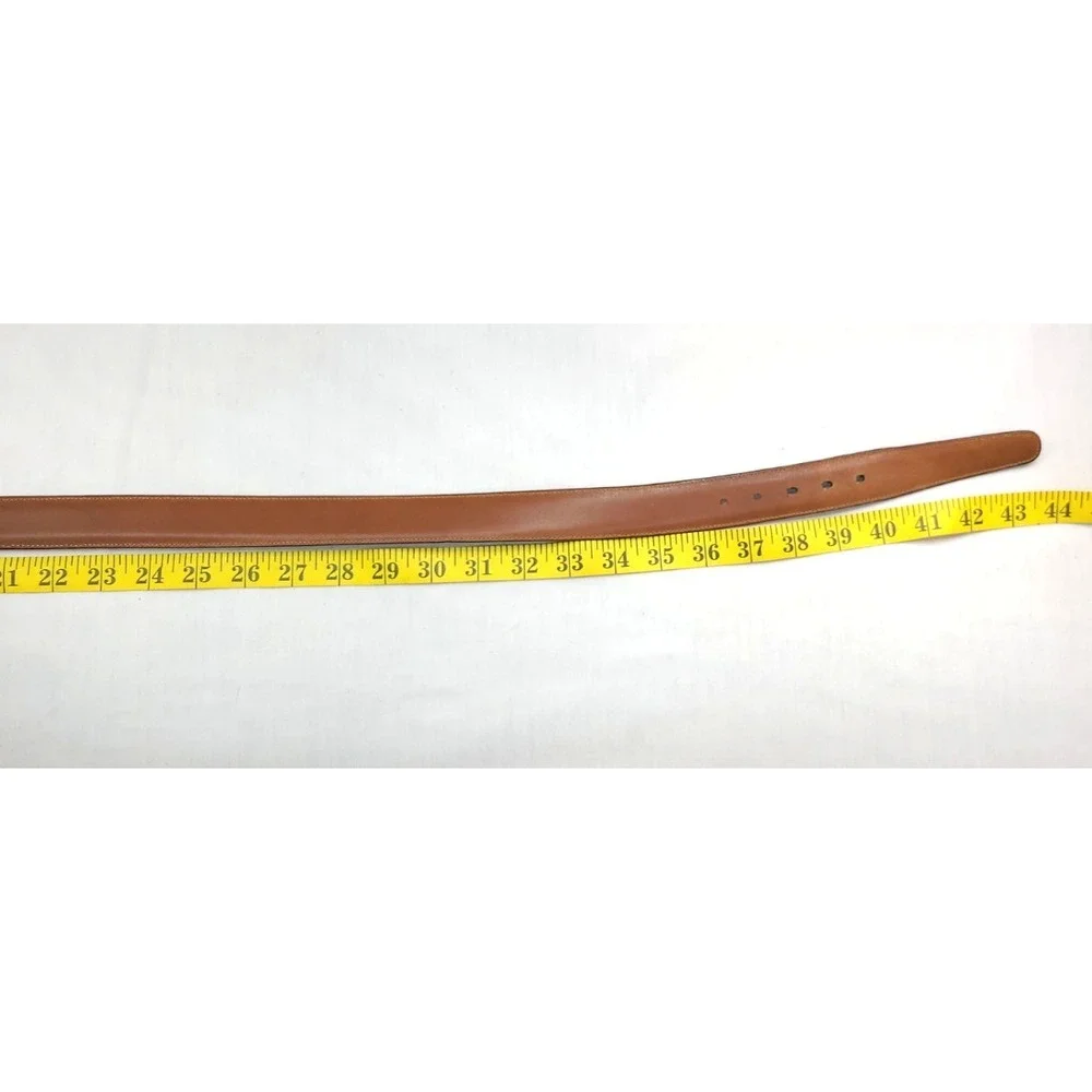 Trafalgar Mens Belt Brown Cortina 38/95 Handmade in USA Goldtone Buckle - Picture 10 of 13